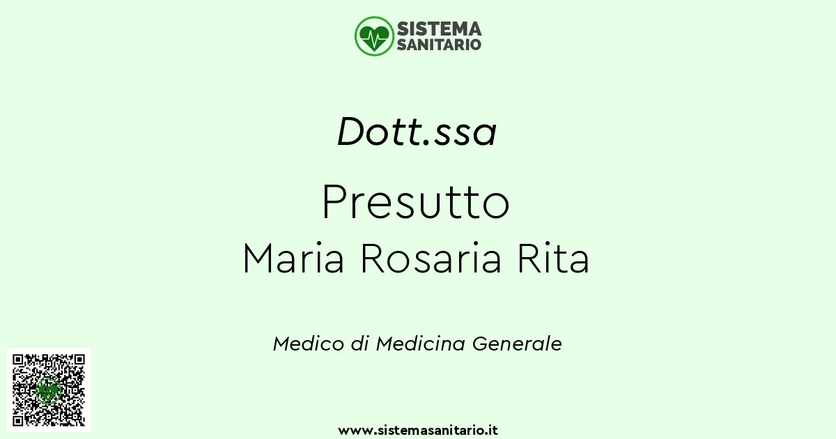 Dott Ssa Presutto Maria Rosaria Rita Medico Di Base A San Severo FG